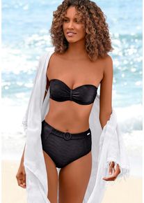Sunseeker Damen Bügel-Bandeau-Bikini-Top "Loretta", schwarz, Gr. 34, unifarben, Strukturmuster, strukturiert, Microfaser, Polyamid, Bikini-Oberteile,