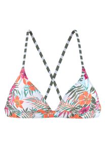 Venice Beach Damen Triangel-Bikini-Top "Summer", weiß, Gr. 34, floral, gestreift, Polyamid, Xtra Life LYCRA, Bikini-Oberteile, mit gekreuzten Trägern