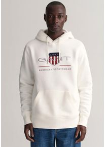 Gant Herren Hoodie "REG ARCHIVE SHIELD HOODIE", weiß, casual, Gr. S, Sweatware, Obermaterial: 78% Baumwolle, 22% Polyester, Sweatshirts, mit