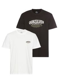 Quiksilver Herren T-Shirt "RUGGED SHORT SLEEVE TEE PACK YM", schwarz-weiß, sportlich, Gr. L, Obermaterial: 100% Baumwolle, Shirts