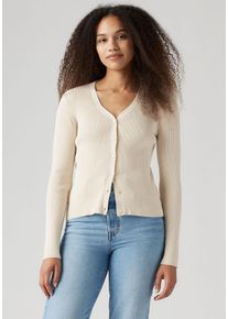 Levi's LEVI'S Damen Longstrickjacke "TULIP CARDIGAN", weiß, casual, Gr. XS, unifarben, Strick, Obermaterial: 80% Baumwolle, 17% Polyamid, 3% Elasthan,