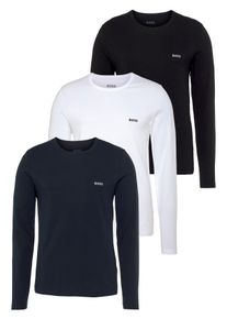 BOSS Herren Langarmshirt "longsleeve-Shirt R-Neck Classic COTTON 3pcs/pack", Gr. XXL, schwarz-weiß, Single Jersey, Obermaterial: 100% Baumwolle,