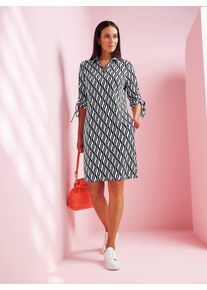 Heine Damen Jerseykleid "Jersey-Kleid", schwarz-weiß, Gr. 48, gemustert, mehrfarbig, bedruckt, Jersey, Single Jersey, 65% Viskose, 30% Polyamid, 5%