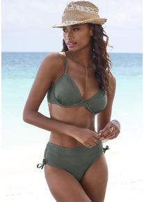 s.Oliver Damen Bügel-Bikini-Top "Aiko", grün, Gr. 36, unifarben, Microfaser, Polyamid, Microfaser, Bikini-Oberteile, mit Häkeloptik