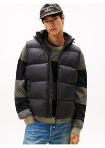 Tommy Jeans Herren Steppweste "TJM ESSENTIAL DOWN VEST EXT", schwarz, casual, Gr. M, Web, Obermaterial: 100% Polyester, Westen, abnehmbare Kapuze mit