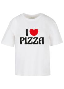 MISS TEE Herren T-Shirt "Miss Tee Pizza Love Tee", weiß, casual, Gr. XS, bedruckt, 100% Baumwolle, Shirts