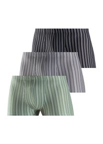 Le Jogger Herren Boxer "Boxershorts für Herren", Gr. 3, grün, Jersey, Obermaterial: 90% Baumwolle, 5% Elasthan, 5% Polyester, gestreift, Unterhosen,