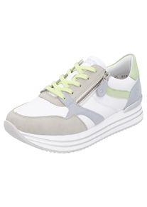 Remonte Damen Plateausneaker, Gr. 40, weiß, Leder, Lederimitat, kontrastfarbene Details, sportlich, Schuhe, Freizeitschuh, Halbschuh, Schnürschuh mit
