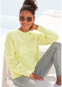 Lascana Damen Rundhalspullover, grün, modisch, Gr. 32, unifarben, Obermaterial: 54% Polyester, 43% Polyacryl, 3% Elasthan, Pullover, mit