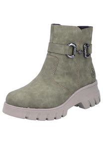 Rieker Damen Winterstiefelette, Gr. 39, grün, Lederimitat, modisch, Schuhe, Winterboots, Plateausohle, mit Zierschnalle und Innenreißverschluss