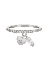 CAI CAÏ Damen Fingerring "925 Silber rhodiniert mit Anhängern Herz Zirkonia", 056 (17,8), Silber 925 (Sterlingsilber), weiß, Silber 925 (Sterlingsilber),