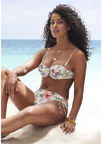 Lascana Damen Bügel-Bandeau-Bikini-Top "Salsa", beige, Gr. 38, geblümt, Microfaser, Recycling-Polyamid, Bikini-Oberteile, mit tollem Blumenprint