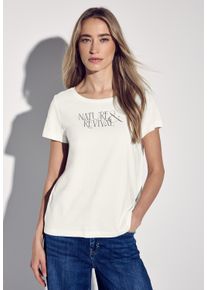 Street One Damen T-Shirt, weiß, casual, Gr. 34, bedruckt, Web, Stoff, 50% Baumwolle, 50% Modal, Shirts, im soften Baumwoll-Mix