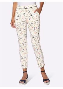Inspirationen Damen Webhose, grün, Gr. 40, geblümt, gemustert, mehrfarbig, 72% Viskose, 25% Polyamid, 3% Elasthan, Hosen
