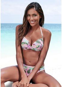 s.Oliver Damen Push-Up-Bikini-Top "Azalea", rosa, Gr. 34, floral, Microfaser, Recycling-Polyamid, Microfaser, Bikini-Oberteile, mit tropischem Druck