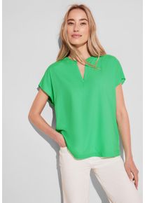 Street One Damen Kurzarmbluse, grün, casual, Gr. 38, unifarben, Stoff, 100% Viskose, Blusen, aus softer Viskose