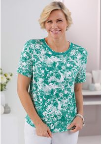CLASSIC Damen Rundhalsshirt "Shirt", grün, Gr. 42, gemustert, mehrfarbig, 95% Polyester, 5% Elasthan, Shirts