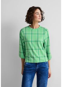 Street One Damen 3/4-Arm-Shirt, grün, casual, Gr. 44, kariert, Stoff, 34% Viskose, 63% Polyester, 3% Elasthan, Shirts, mit Rundhalsausschnitt