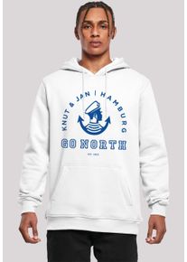 F4NT4STIC Herren Kapuzenpullover "Go North Logo", weiß, casual, Gr. M, Obermaterial: 65% Baumwolle, 35% Polyester, Pullover, Print