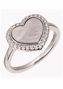 Firetti Damen Fingerring "Schmuck Geschenk Silber 925 Silberring Herz "LIEBE"", 56, Silber 925 (Sterlingsilber), 1,5mm, weiß, Silber 925