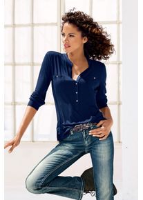 Heine Damen Blusenshirt "Blusenshirt", blau, Gr. 36, gemustert, gepunktet, 95% Viskose, 5% Elasthan, Shirts