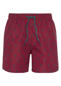 s.Oliver Herren Badeshorts, bunt, Gr. S, bedruckt, kontrastfarbene Details, Recycling-Polyester, Microfaser, Badehosen, mit Palmen-Design