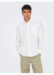 Only & Sons ONLY & SONS Herren Langarmhemd "ONSCAIDEN LIFE REG LS 1 PKT SHIRT NOOS", weiß, modisch, Gr. XXL, unifarben, Web, Obermaterial: 55% Baumwolle, 45%