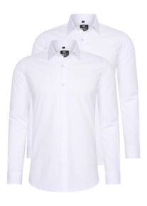 Rusty Neal Herren Langarmhemd, weiß, casual, Gr. XXL, unifarben, 60% Baumwolle, 37% Polyester, 3% Elasthan, Hemden, im Slim-Fit geschnitten