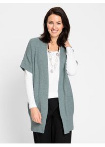 Inspirationen Damen Longstrickjacke, grün, Gr. 38, meliert, 100% Baumwolle, Strickjacken