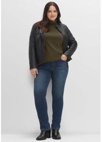 sheego Damen Langarmshirt "Rollkragen-Shirt", grün, Gr. 40, unifarben, 100% Baumwolle, Shirts