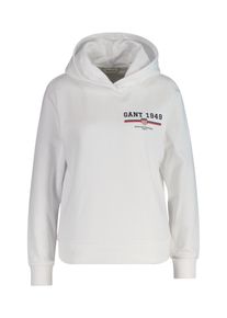 Gant Damen Hoodie "REG GRAPHIC HOODIE", weiß, casual, Gr. M, Sweatware, Obermaterial: 80% Baumwolle, 20% Polyester, Sweatshirts, gerippte Abschlüsse,