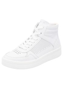 Remonte Damen Plateausneaker, Gr. 42, weiß, Leder, Lederimitat, unifarben, sportlich, Schuhe, Freizeitschuh, Schnürschuh, High Top-Sneaker mit