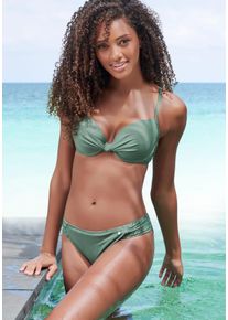 s.Oliver Damen Bügel-Bikini-Top "Spain", grün, Gr. 36, unifarben, Microfaser, Microfaser, Bikini-Oberteile, mit geraffter Mitte