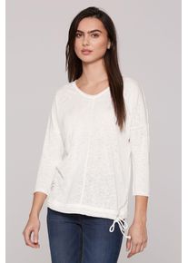 SOCCX Damen 3/4-Arm-Shirt, weiß, casual, Gr. XS, unifarben, Material: 65% Viskose, 35% Polyester, Shirts, mit überschnittenen Schultern