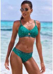 ELBSAND Damen Bustier-Bikini, grün, Gr. 34, Recycling-Polyamid, Bikini-Sets, mit Markenschriftzug