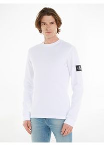 Herren Langarmshirt "BADGE WAFFLE LS TEE", weiß, casual, Gr. XXXL, Calvin Klein Jeans, unifarben, Single Jersey, Obermaterial: 100% Baumwolle,