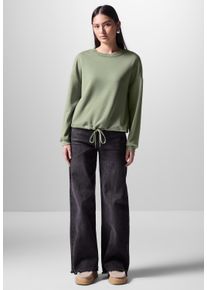 Damen Langarmshirt, grün, casual, Gr. 36, STREET ONE STUDIO, unifarben, Stoff, 48% Polyester, 48% Viskose, 4% Elasthan, Shirts, mit Tunnelzug am Saum