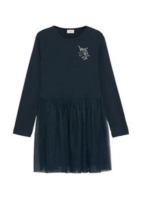 s.Oliver JUNIOR Mädchen Sweatkleid, blau, casual, Gr. 104, bedruckt, Sweatware, Obermaterial: 95% Baumwolle, 5% Elasthan, Kleider, mit Rock aus Tüll
