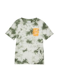 s.Oliver JUNIOR Jungen T-Shirt, grün, casual, Gr. 128, Batikmuster, bedruckt, Jersey, Obermaterial: 100% Baumwolle, Shirts, mit Batikmuster