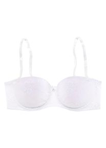 Lascana Damen Push-up-BH "Chelina", Gr. 85, weiß, Spitze, Obermaterial: 80% Polyamid, 20% Elasthan, sexy, BHs, mit abnehmbaren, normalen und