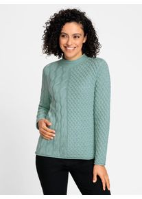 Inspirationen Damen Stehkragenpullover "Stehkragen-Pullover", grün, Gr. 36, unifarben, 60% Baumwolle, 40% Polyacryl, Pullover