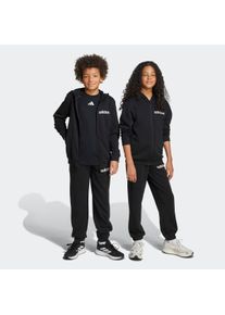 Kinder Trainingsanzug "J LIN FT TS 220", schwarz-weiß, sportlich, Gr. 140, adidas Sportswear, Obermaterial: 52% Baumwolle, 48% Polyester, Sportanzüge