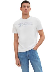 Tom Tailor Herren Print-Shirt "Tom Tailor Herren T-Shirt Frontprint", weiß, Gr. M, Obermaterial: 100% Baumwolle, Shirts