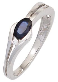 Jobo Damen Fingerring, 58, P1 = bei 10-facher Vergrößerung erkennbare Einschlüsse, Weißgold 375-Diamanten, weiß, Weißgold 375, Diamanten,