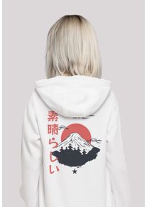 F4NT4STIC Damen Kapuzenpullover "Mount Fuji", weiß, casual, Gr. XS, Obermaterial: 65% Baumwolle, 35% Polyester, Pullover, Hoodie, Warm, Bequem