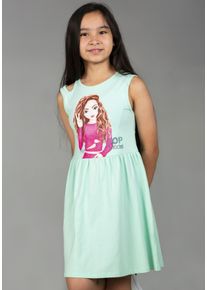 Top Model TOPMODEL Mädchen Minikleid "Kleid ärmellos", grün, Basic, Gr. 128, Jersey, Obermaterial: 95% Baumwolle, 5% Elasthan, Kleider