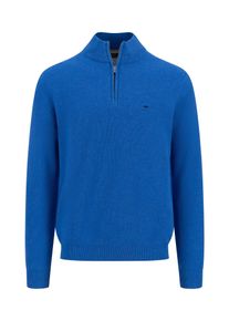 Fynch-Hatton Herren Troyer, blau, casual, Gr. L, Strick, Obermaterial: 100% Baumwolle, Pullover, mit Logo an der Brust