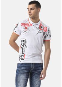Cipo & Baxx CIPO & BAXX Herren Poloshirt, weiß, modisch, Gr. XXL, bedruckt, Single Jersey, Obermaterial: 95% Baumwolle, 5% Elasthan, Shirts, mit markantem Print