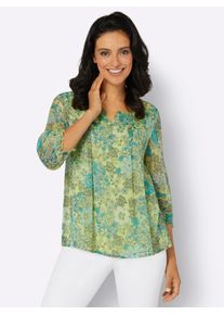 Inspirationen Damen Druckbluse, grün, Gr. 36, geblümt, gemustert, mehrfarbig, bedruckt, 100% Polyester, Blusen