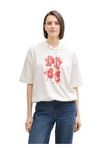 Tom Tailor Damen Hoodie, weiß, casual, Gr. XS, bedruckt, Sweatware, Obermaterial: 60% Baumwolle, 40% Polyester, Sweatshirts, mit Front Print